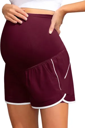 Maacie Maternity Shorts Double Layer 2 in 1 High Waist Athletic Shorts with Pockets