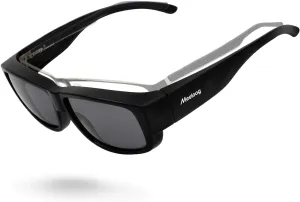 Meeloog Polarized Fit Over Glasses Sunglasses For Men, Rectangle Wrap Around Sun Glasses for Driving Riding Fishing MST0006