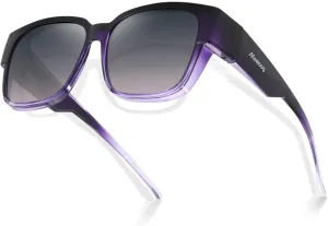 Meeloog Polarized Fit Over Glasses Sunglasses for Women, Square Wrap Around Lightweight Shades for Driving Riding MST0099