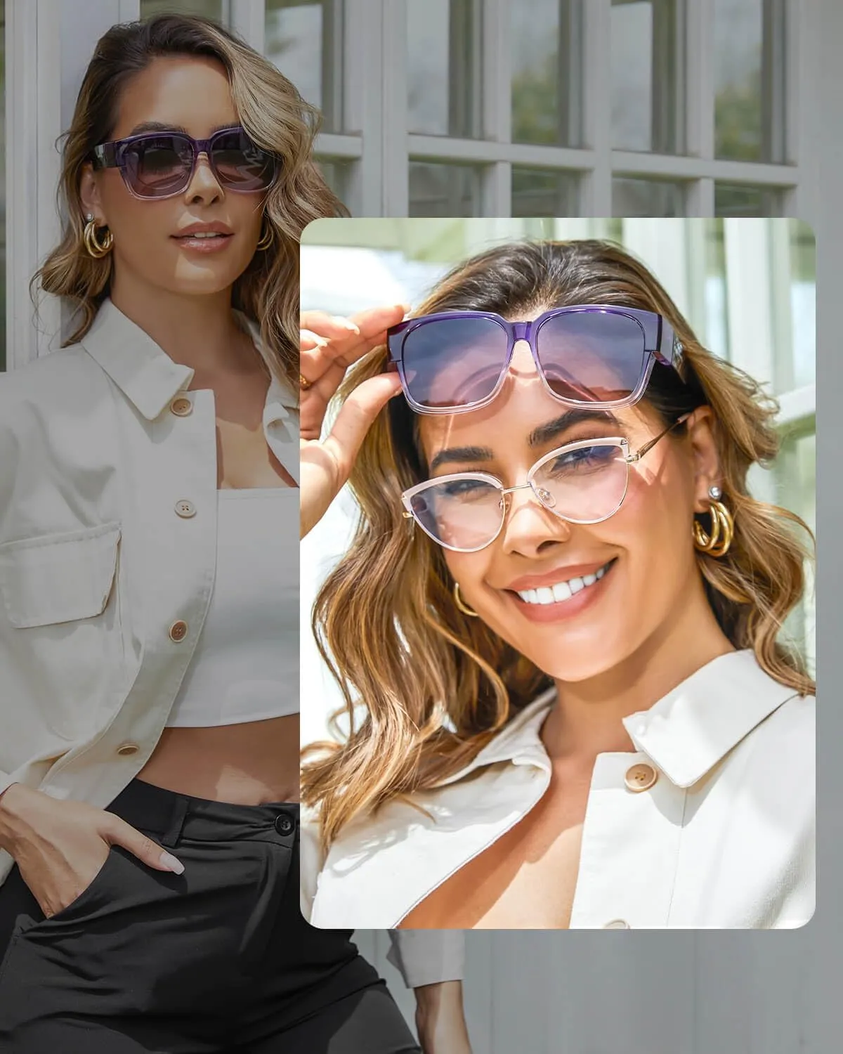 Meeloog Polarized Fit Over Glasses Sunglasses for Women, Square Wrap Around Lightweight Shades for Driving Riding MST0099