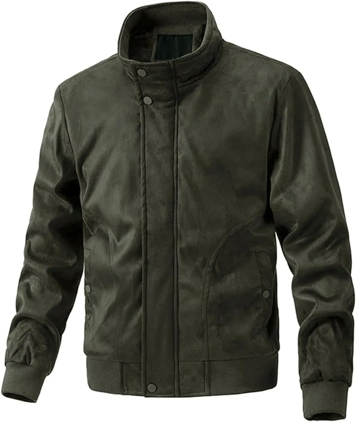 Men's Bomber Jacket Lightweight Vintage Faux Suede Bomber Jackets Baseball Tactical Coat Casual Thicken Warm Outerwear