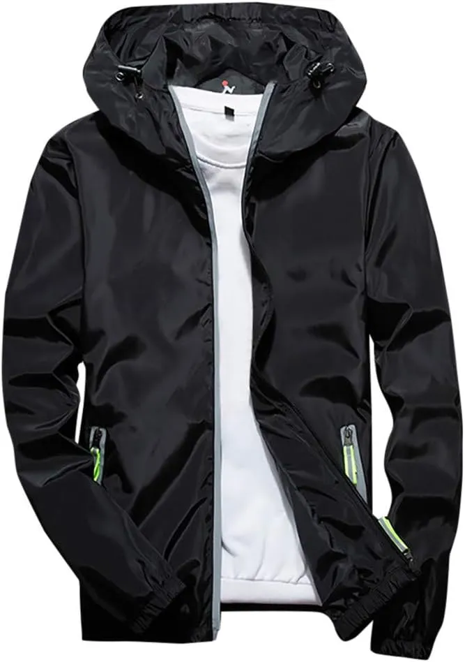 Men's Coat Rain Jacket Windbreaker Lightweight Shell Raincoat With Hood For Golf Hiking Travel, M-7XL