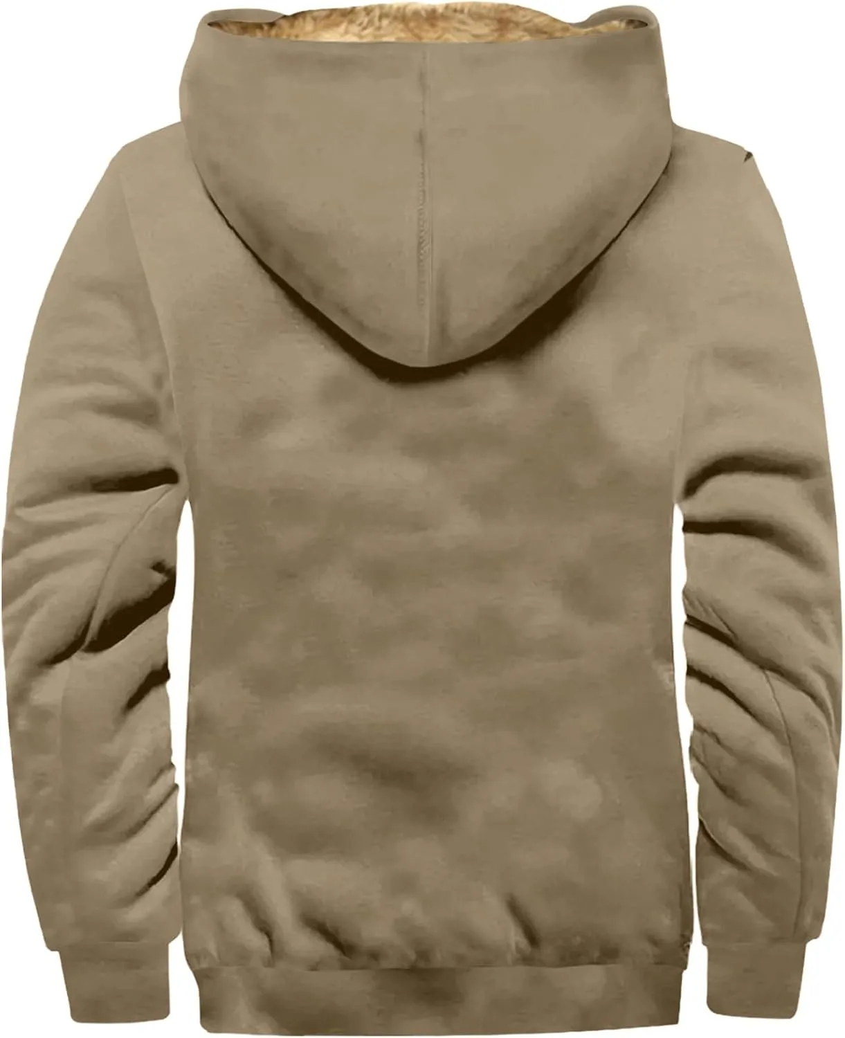 Men's Color Block Jacket Hoodies Winter Heavyweight Fleece Sherpa Lined Zipper Sweatshirt Jackets M-7XL