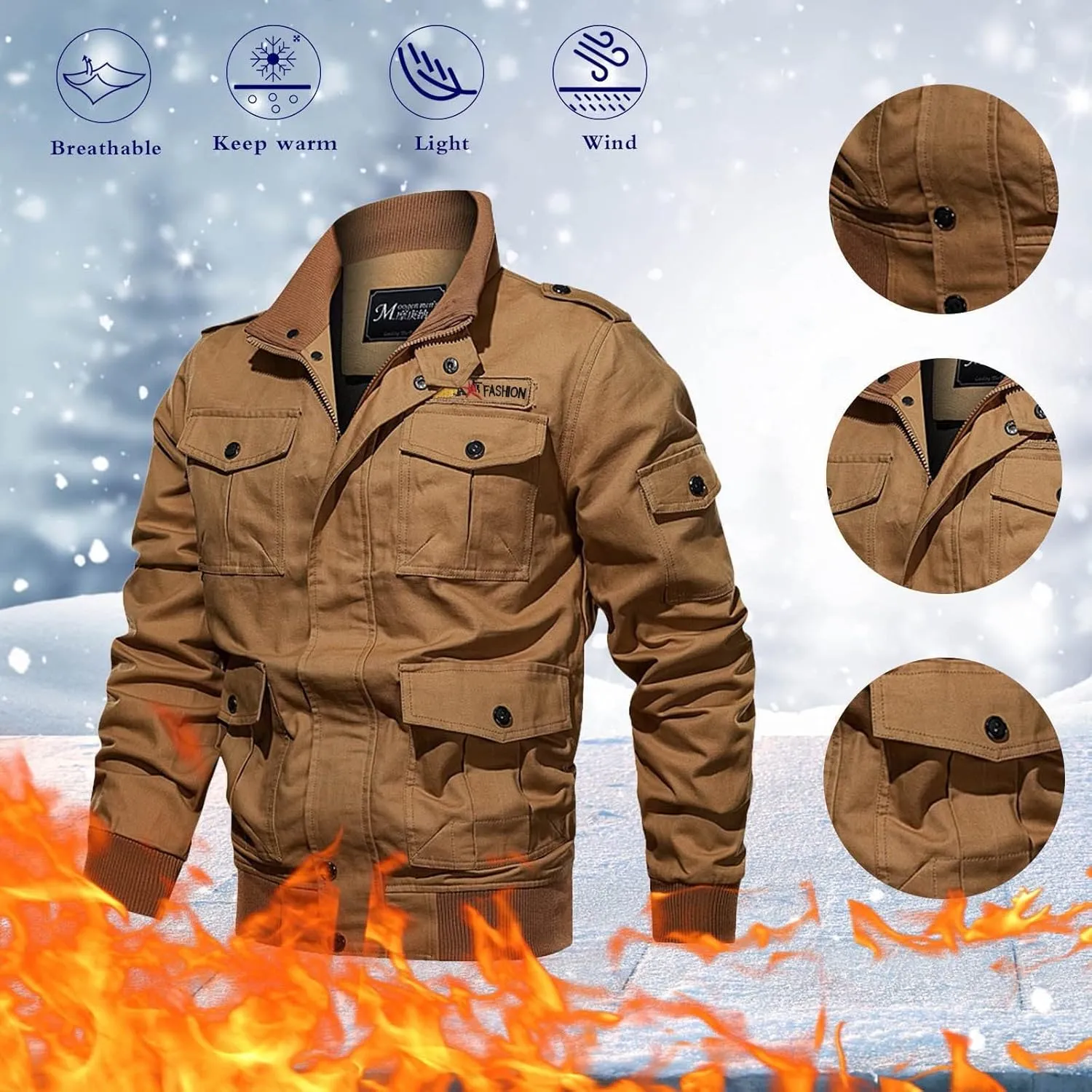 Men's Corduroy Plaid Sherpa Lined Clothing Warm Long Sleeve Thickened Winter Breathable Coat with Pocket Fleece