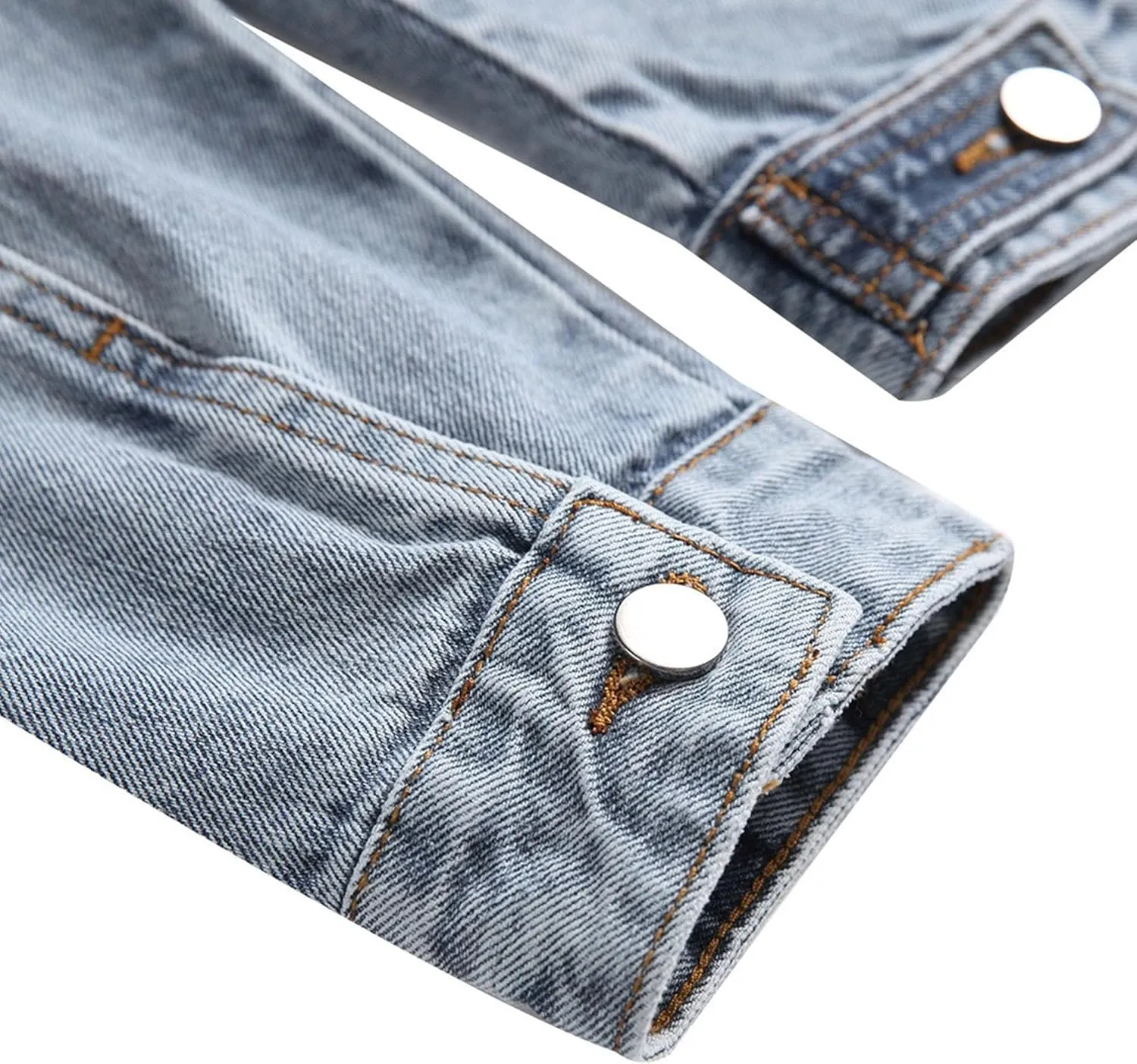 Mens Distressed Ripped Slim Fit Trucker Jackets Classic Casual Denim Coat Stretch Cowboy Canvas Jackets
