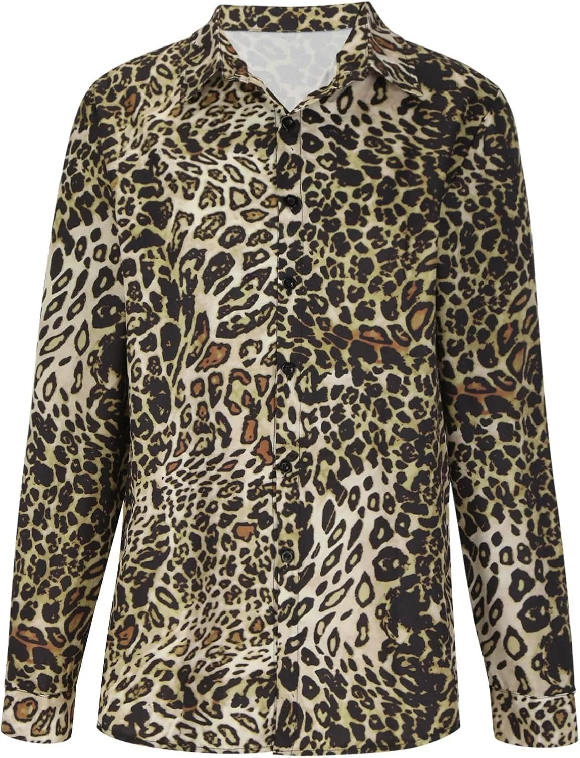 Mens Fashion Shirts Leopard Snakeskin Print Button Down Shirt Fall New Long Sleeve Lapel Casual Cotton Shirt Tops