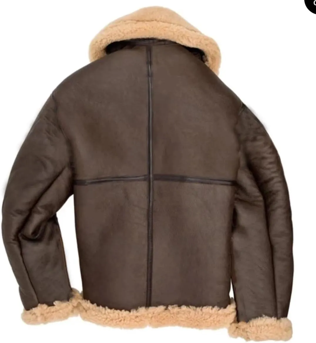 Mens Faux Pu Leather Jacket Fleece Sherpa Lining Heavyweight Winter Coat with Fur Collar Bomber Jacket for Men