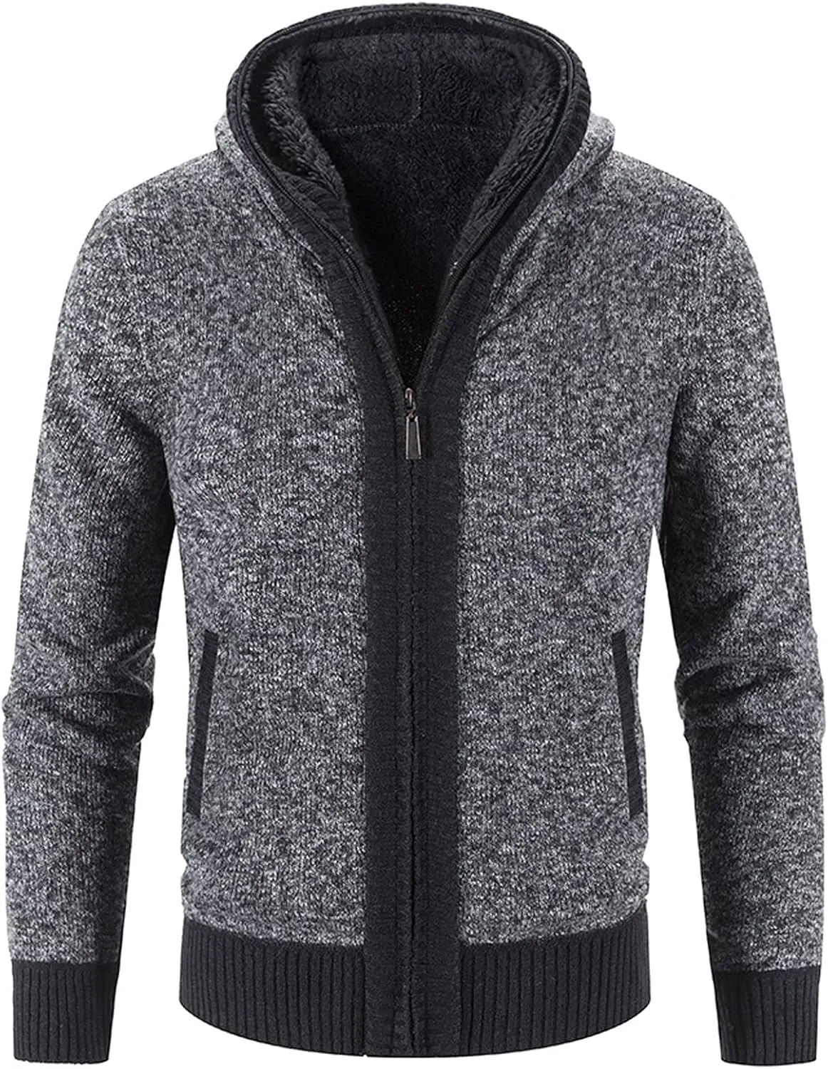 Men'S Flannel Jacket With Hood Zipper Long Sleeve Pocket Warm Cardigan Jacket Fleece Lined Flannel Shirts Plaid