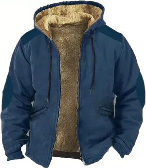 Mens Fleece Sherpa Lined Zip Up Hoodie Jackets, Long Sleeve Coat, Fleece Fur Lined Oversized Hoodies for Men