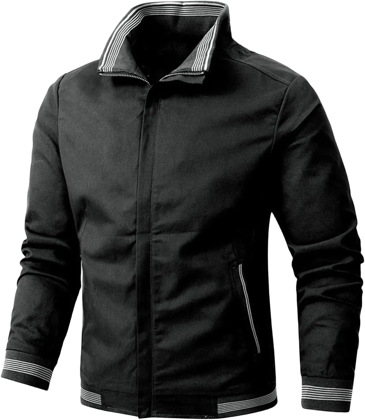 Mens Full Zip Lightweight Bomber Jacket Windbreaker Outerwear Active Coat Casual Slim Fit for Everyday Wear