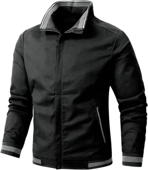Mens Full Zip Lightweight Bomber Jacket Windbreaker Outerwear Active Coat Casual Slim Fit for Everyday Wear