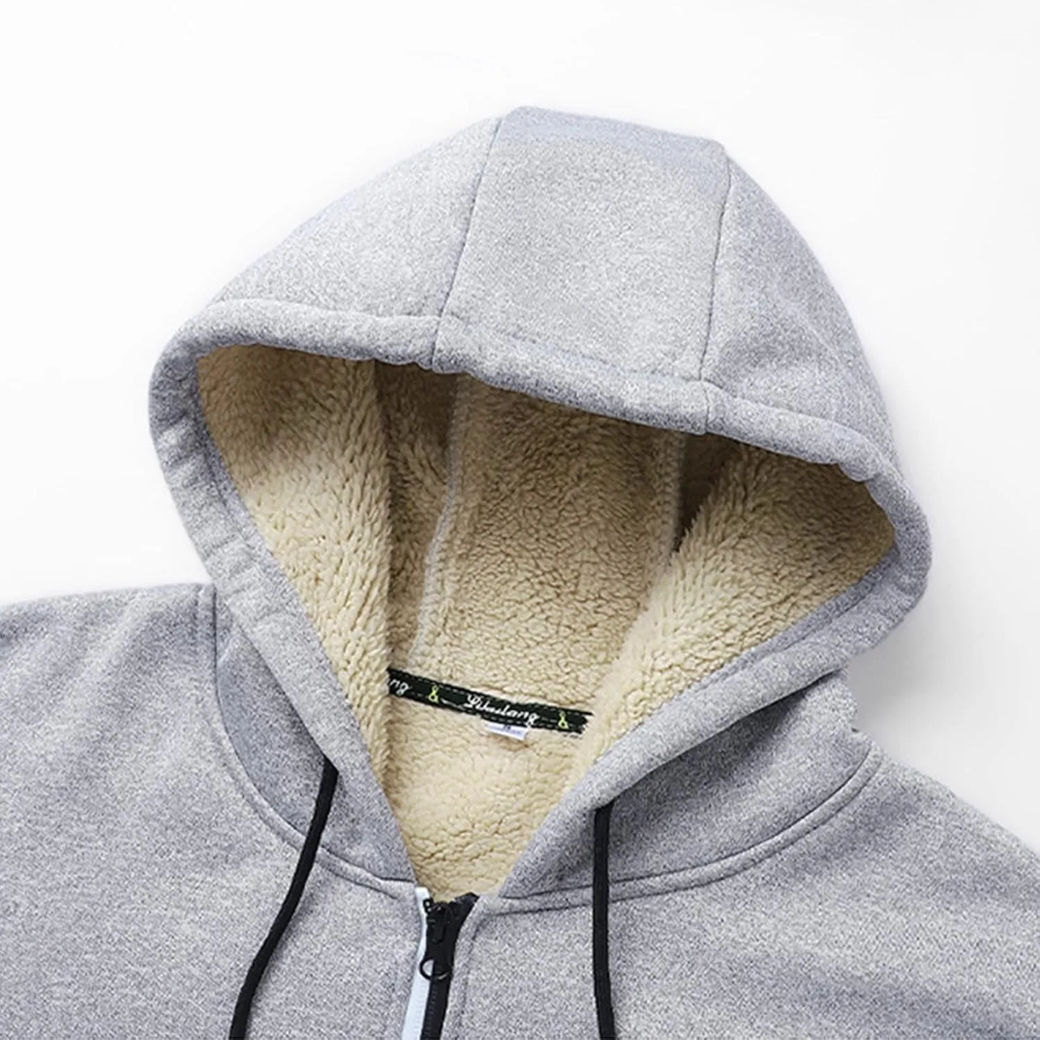 Men's Heavyweight Sherpa Hoodie Full-Zip Fleece Jacket Winter Warm Sweatshirt with Pockets