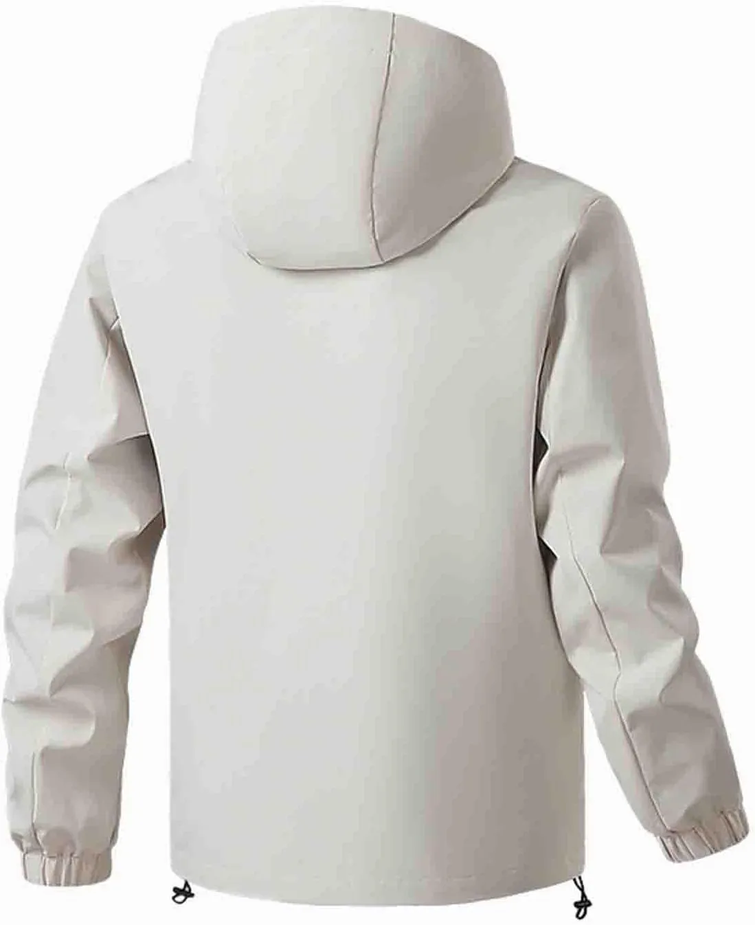 Mens Hooded Outdoor Rain Jacket Male Zipper Long Sleeve Raincoat 2024 Fall Fashion Waterproof Windbreaker with Pocket