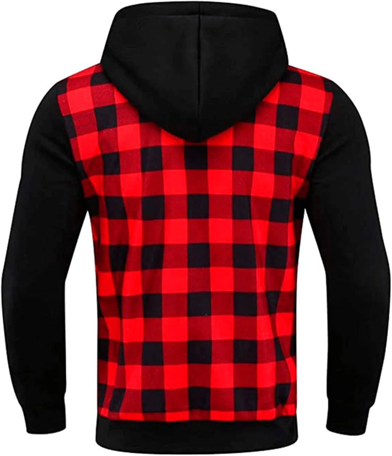 Mens Hooded Plaid Jacket Long Sleeve Casual Thin Coat Lightweight Casual Slim Fit Track Jackets with Checkered