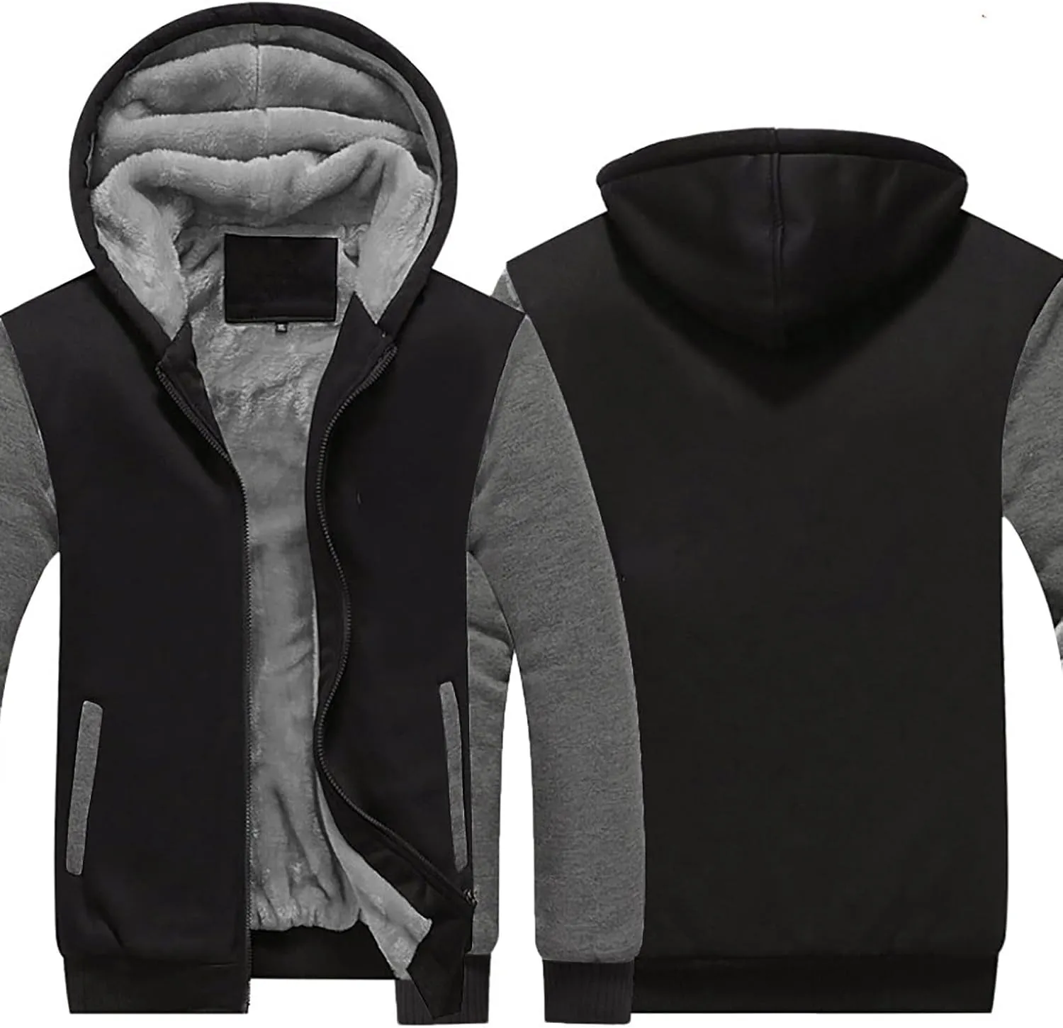 Mens Jacket Winter Heavyweight Workout Zip Long Sleeve Sherpa Lined Warm Hoodie Jackets Sweatshirt Coats Sports,S-5XL