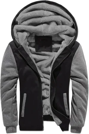 Mens Jacket Winter Heavyweight Workout Zip Long Sleeve Sherpa Lined Warm Hoodie Jackets Sweatshirt Coats Sports,S-5XL