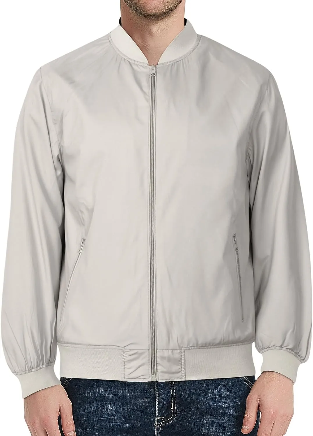 Mens Lightweight Bomber Jacket Casual Windbreaker Flight Zip Up for Outdoor Activities and Everyday Wear