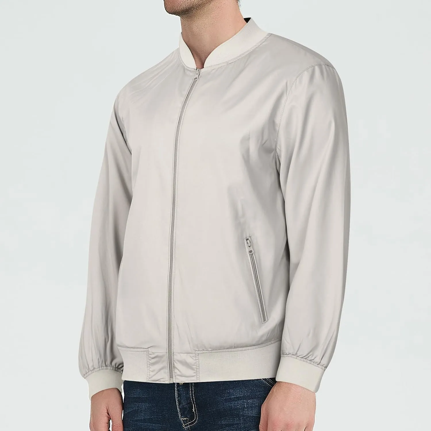 Mens Lightweight Bomber Jacket Casual Windbreaker Flight Zip Up for Outdoor Activities and Everyday Wear