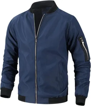 Mens Lightweight Bomber Jackets Casual Softshell Coat with Zipper for Sportwear and Windbreaker Needs