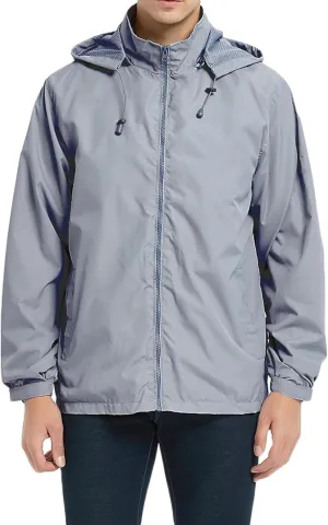 Mens Lightweight Rain Jacket Hooded Windbreaker Jacket Windbreaker Waterproof with Pockets