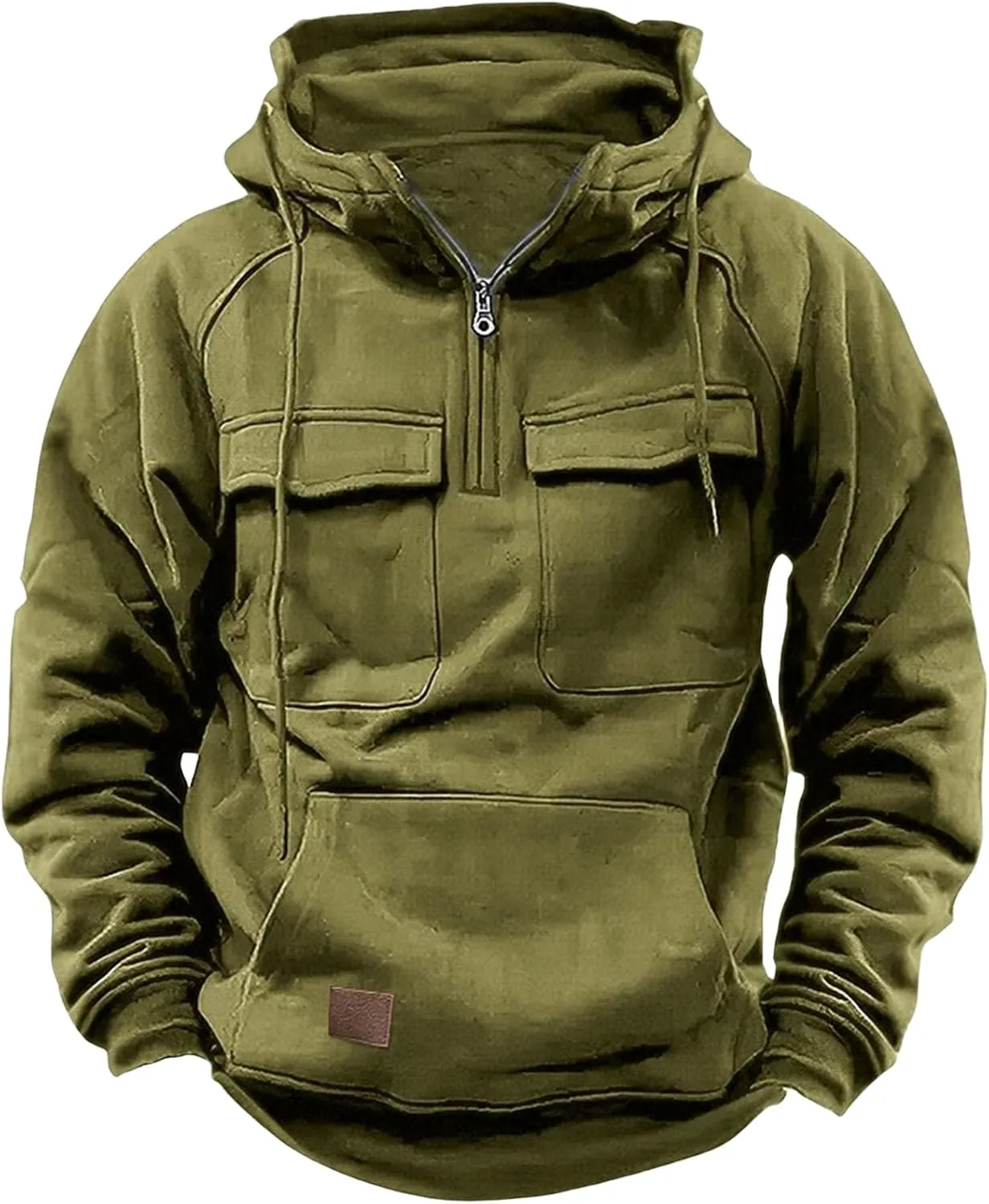 Mens Long Sleeve Hoodie Zip Pullover Tactical Jacket Sweatshirt Hooded Solid Color Outerwear for Outdoor Adventures