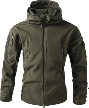 Men's Military Tactical Jackets Camo Hooded Softshell Jacket Outdoor Hunting Hiking Coat Winter Waterproof Windbreaker