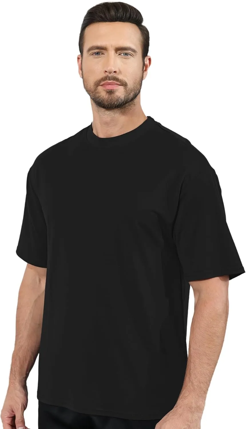 Mens Oversize Short Sleeve T-Shirts Loose Fit Solid Color Lightweight Tee Shirt Athletic Dry Fit Top
