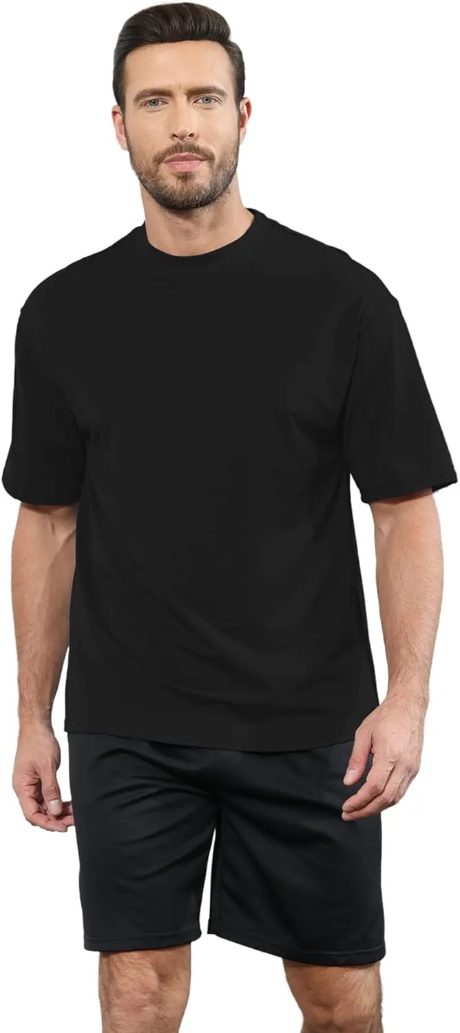 Mens Oversize Short Sleeve T-Shirts Loose Fit Solid Color Lightweight Tee Shirt Athletic Dry Fit Top