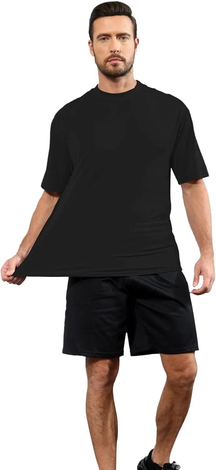Mens Oversize Short Sleeve T-Shirts Loose Fit Solid Color Lightweight Tee Shirt Athletic Dry Fit Top