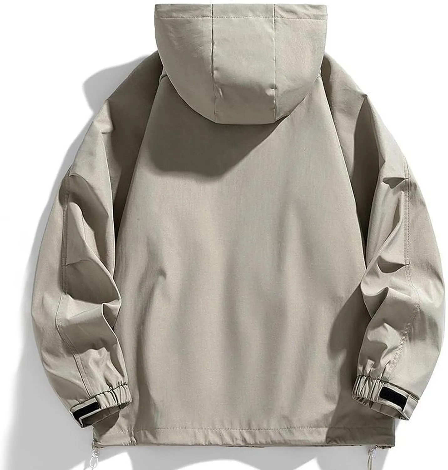 Men's Oversized Rain Jacket with Pockets Lightweight Zip Up Long Sleeve Windbreaker 2024 Fall Fashion Hooded Raincoat
