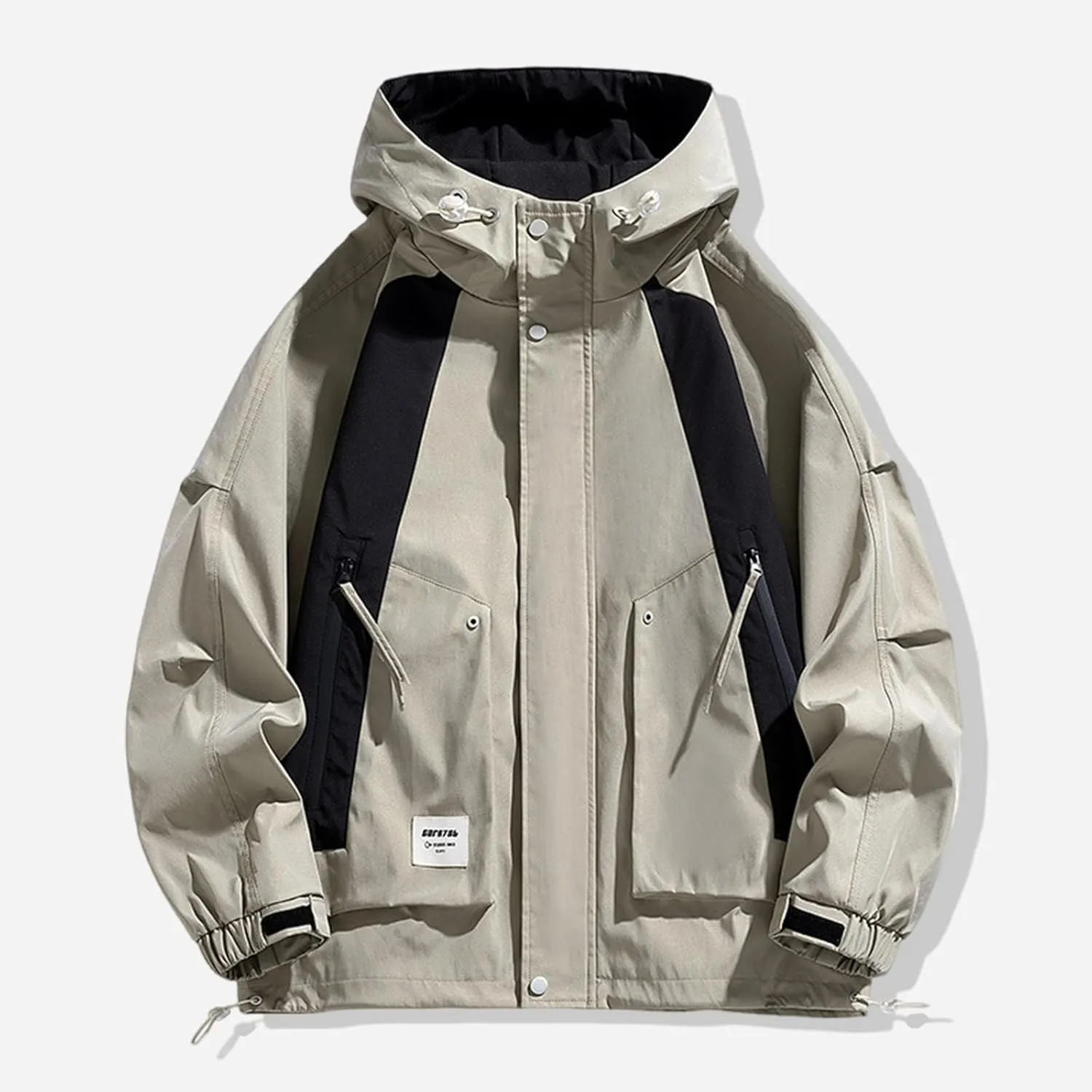 Men's Oversized Rain Jacket with Pockets Lightweight Zip Up Long Sleeve Windbreaker 2024 Fall Fashion Hooded Raincoat