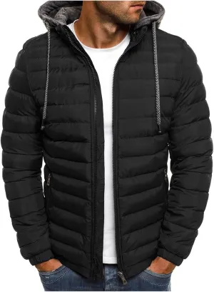 Men's Packable Puffer Jackets Lightweight Quilted Padded Jacket Hooded Detachable Down Bubble Coats Casual Tops