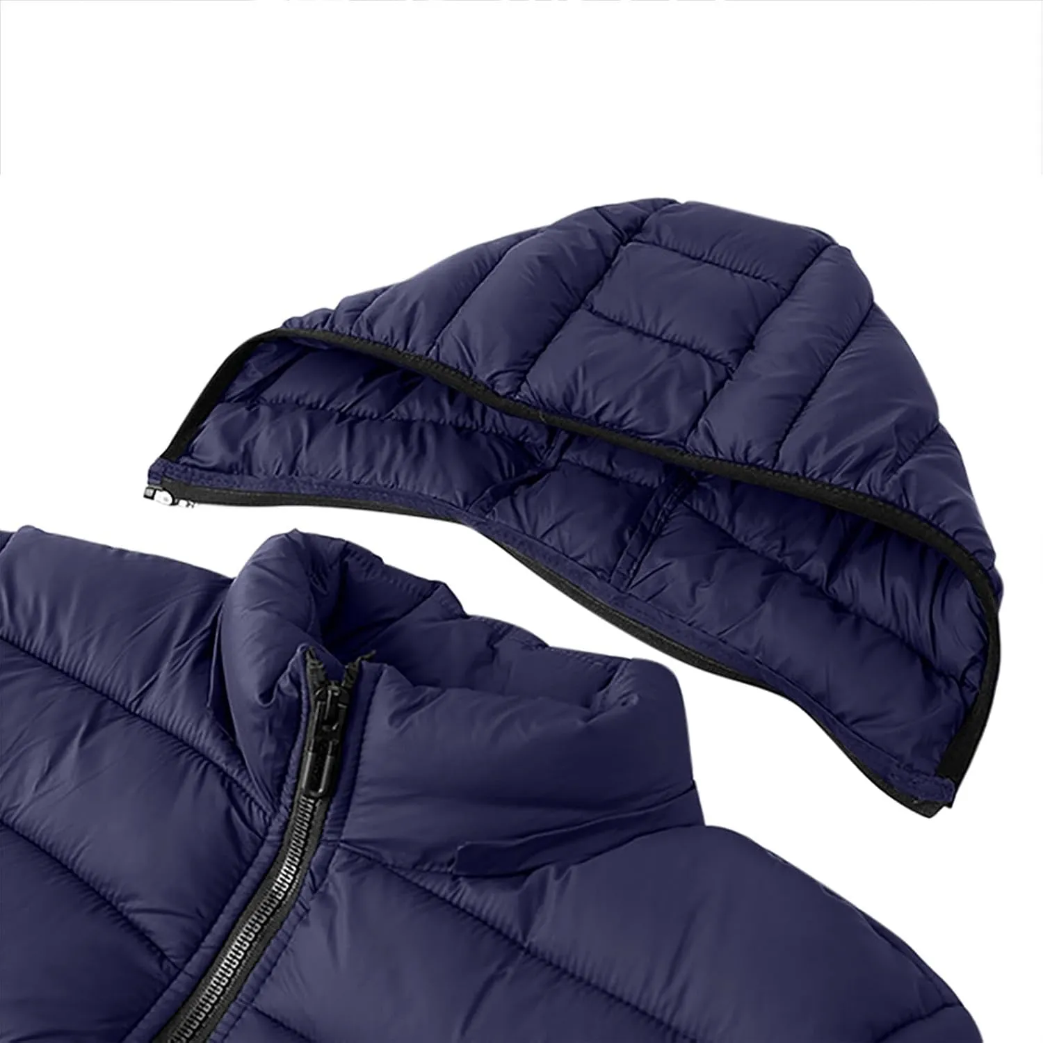 Mens Puffer Jacket Lightweight Hooded Down Jacket Water Resistant Quilted Jacket Plus Size Insulated Jacket Winter Coat