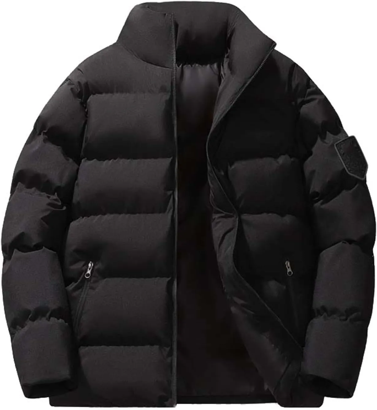 Mens Puffer Jacket with Hood Waterproof Long Sleeve Puffer Jackets Repellent Down-Hiking-Jackets Outdoor Mens Vests Outerwear