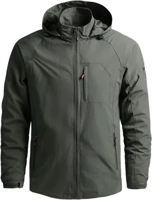 Mens Rain Jacket Zip Jacket With Hood Lightweight Windbreaker Waterproof Raincoat Outdoor Sportswear,M-5XL