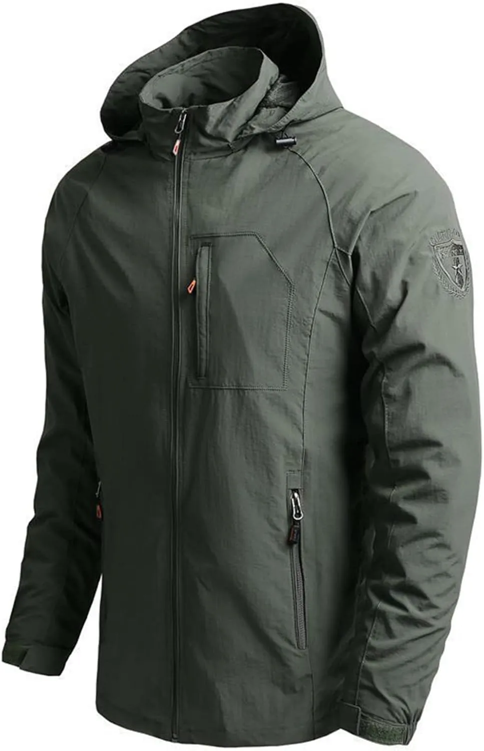 Mens Rain Jacket Zip Jacket With Hood Lightweight Windbreaker Waterproof Raincoat Outdoor Sportswear,M-5XL