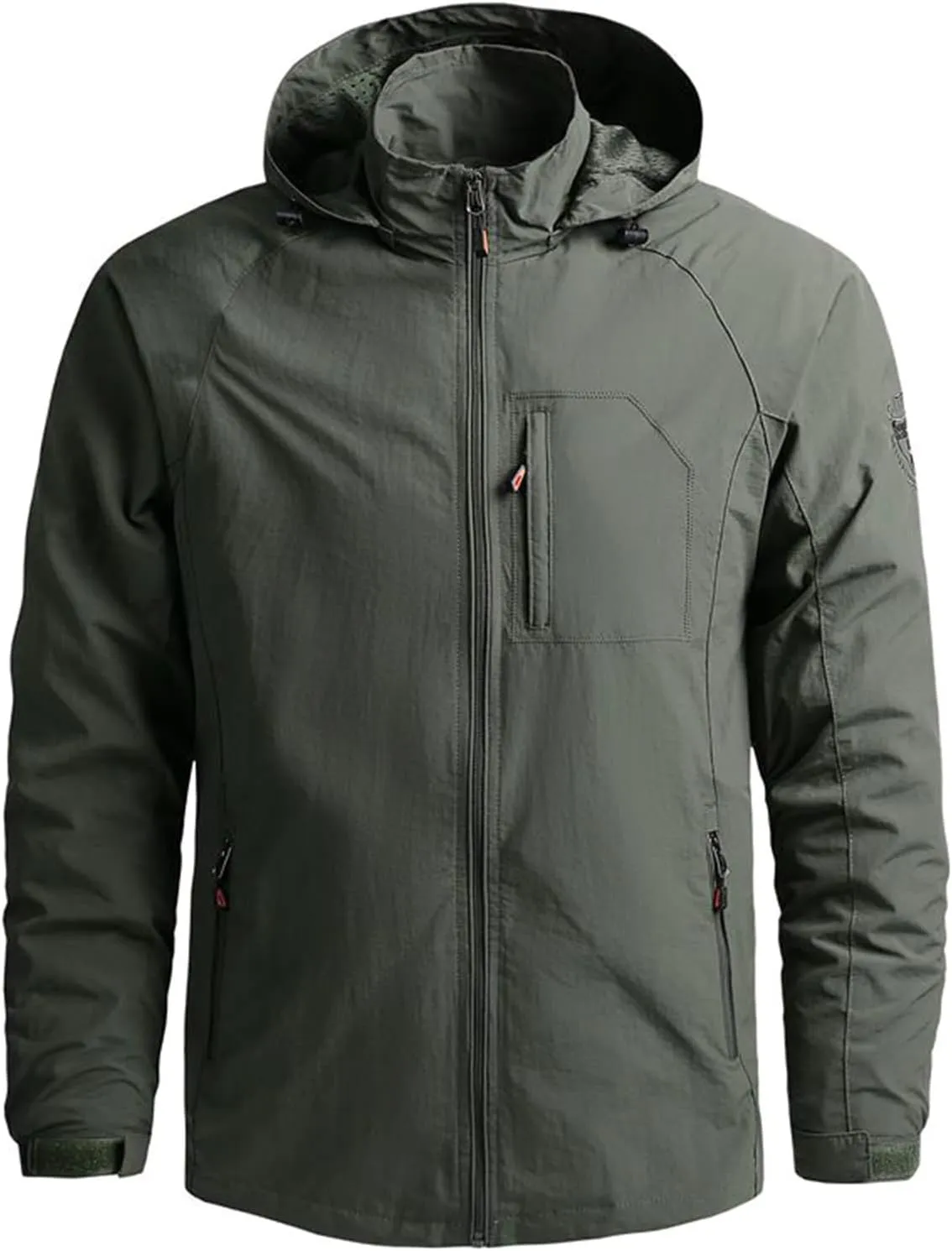 Mens Rain Jacket Zip Jacket With Hood Lightweight Windbreaker Waterproof Raincoat Outdoor Sportswear,M-5XL