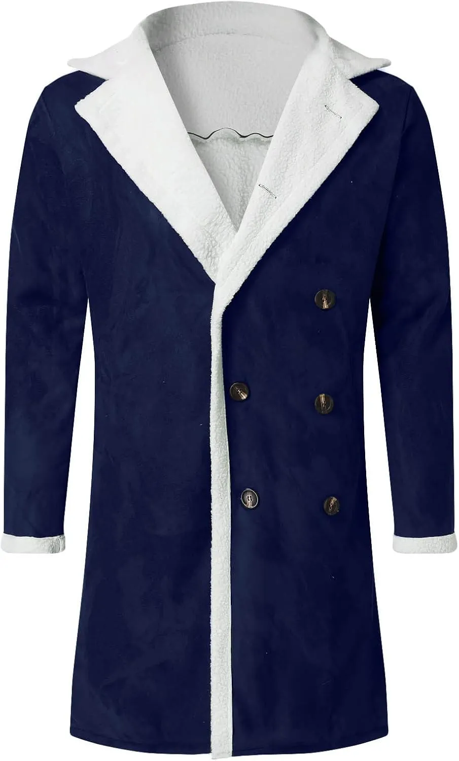 Mens Sherpa Lined Coat with Hood Warm Fuzzy Fleece Lined Long Jacket Trench Coats Winter Thick Coat for Men