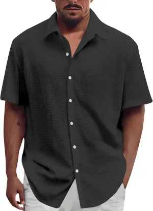 Men's Short Sleeve Dress Shirts Button Down Casual Wrinkle Free Smart Office Work Blouses Breathable Quick Dry Shirt