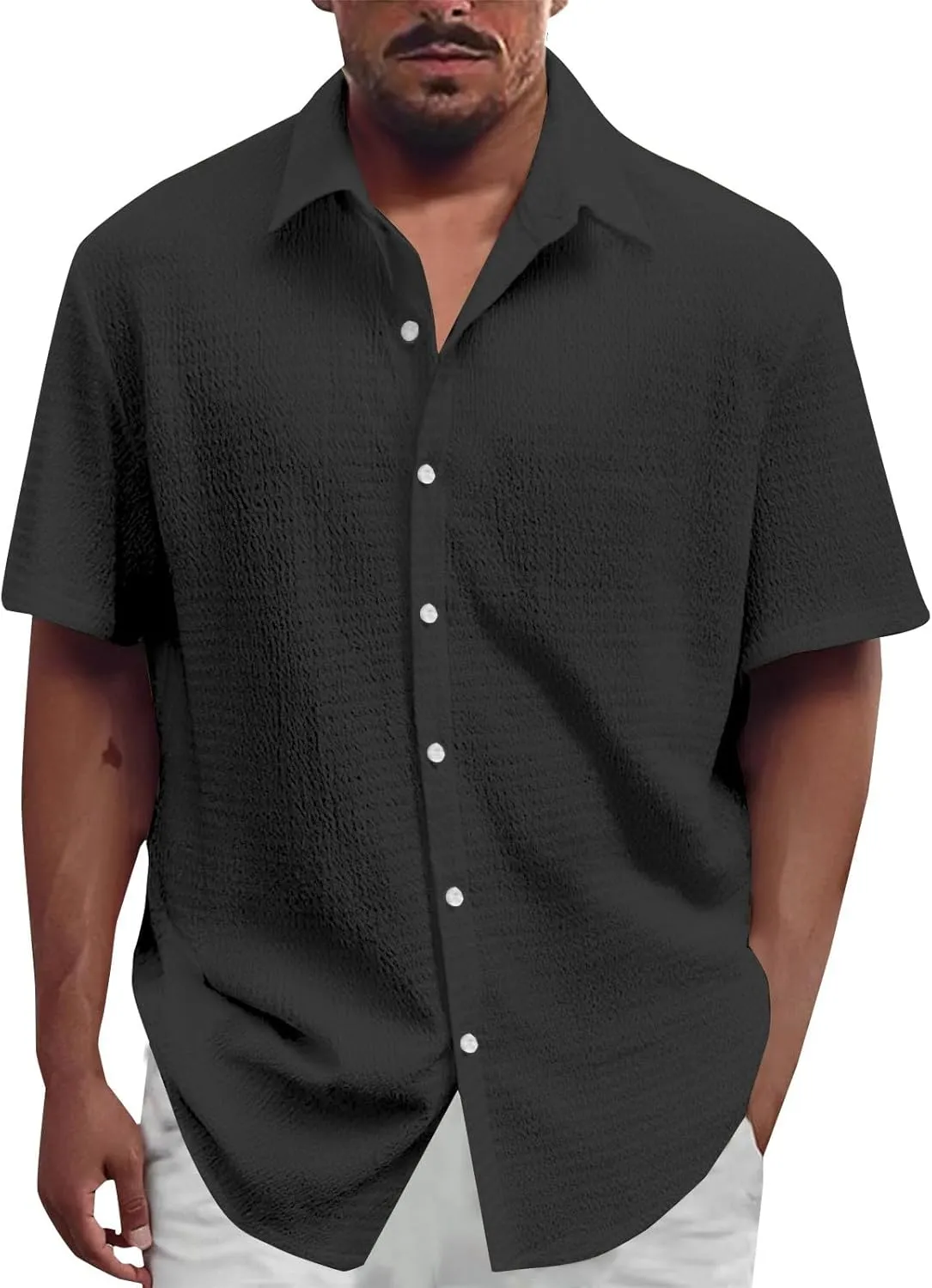 Men's Short Sleeve Dress Shirts Button Down Casual Wrinkle Free Smart Office Work Blouses Breathable Quick Dry Shirt