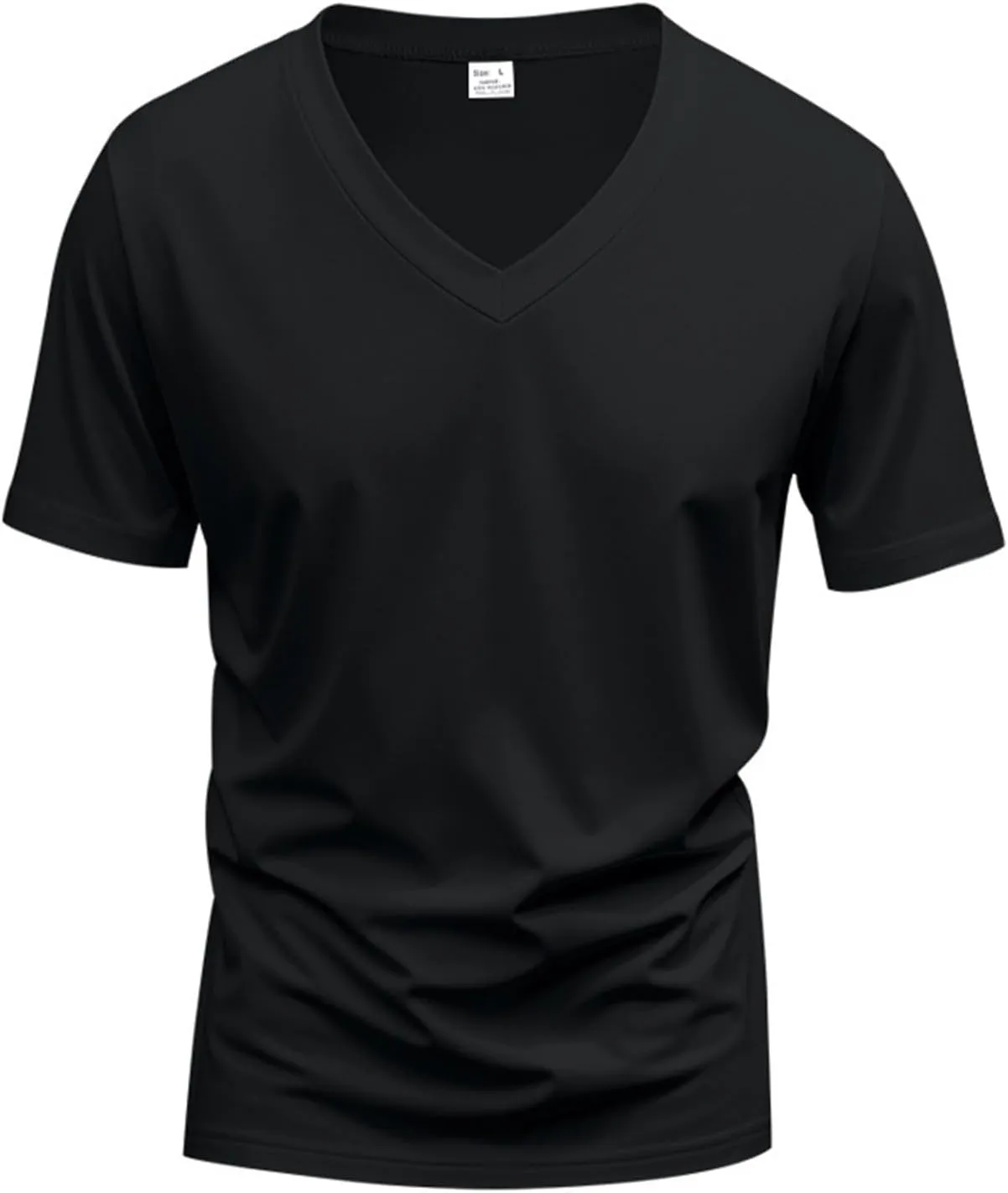 Mens Short Sleeve V Neck Muscle Slim T Shirt V-Neck Stretch Bodybuilding Shirt Soft Comfy Collarless Summer Tops