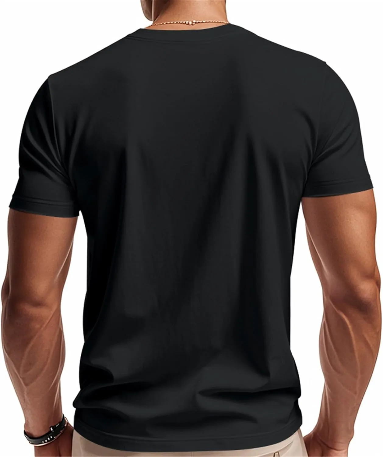Mens Short Sleeve V Neck Muscle Slim T Shirt V-Neck Stretch Bodybuilding Shirt Soft Comfy Collarless Summer Tops