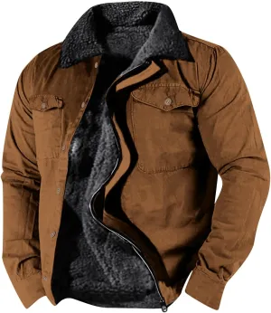 Mens Sport Coat, Hooded Winter Coats Water Resistant Warm Thicken Insulated Button zipper Windproof Jacket with Pocket