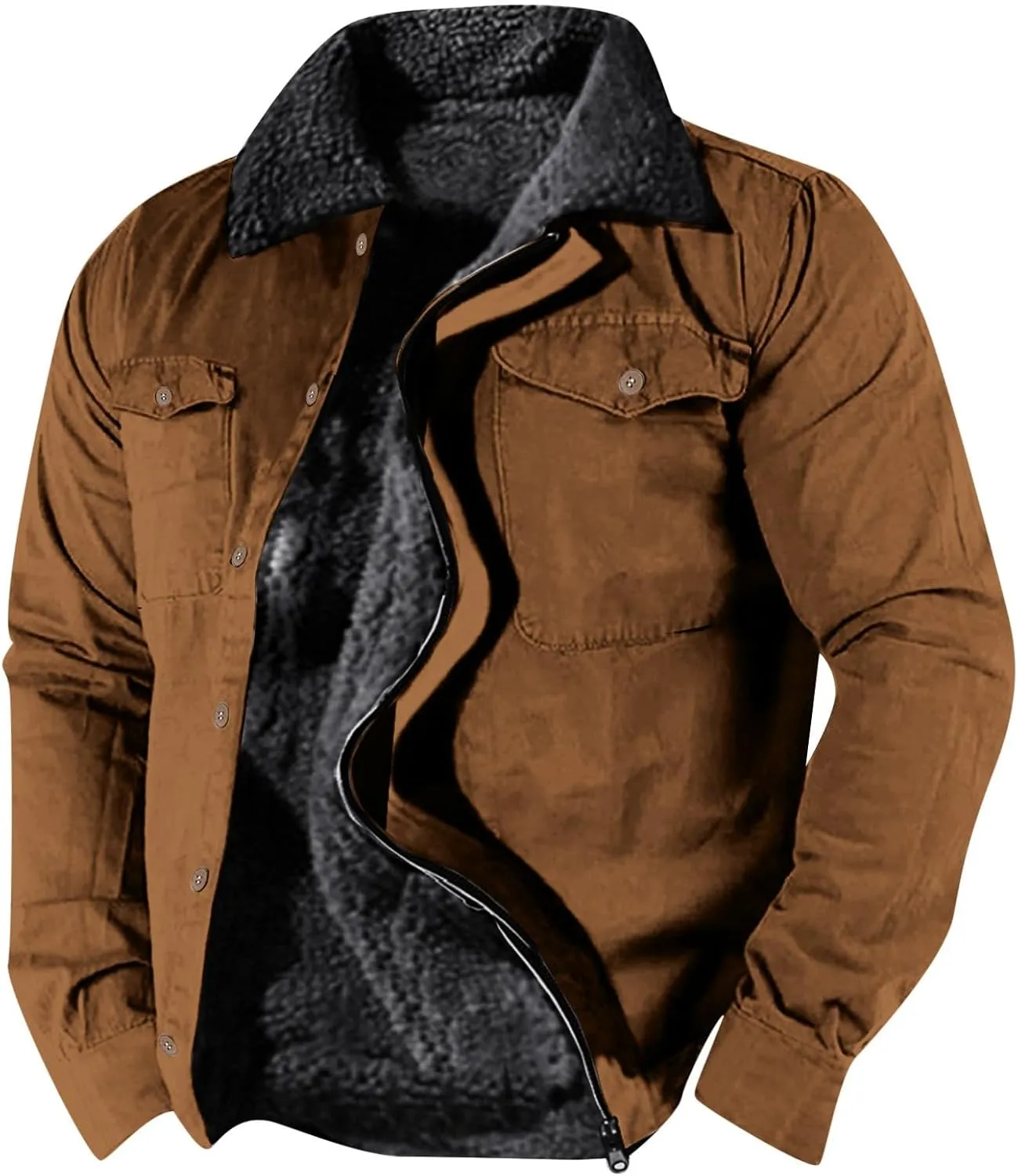 Mens Sport Coat, Hooded Winter Coats Water Resistant Warm Thicken Insulated Button zipper Windproof Jacket with Pocket