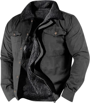 Mens Sport Coat, Hooded Winter Coats Water Resistant Warm Thicken Insulated Button zipper Windproof Jacket with Pocket