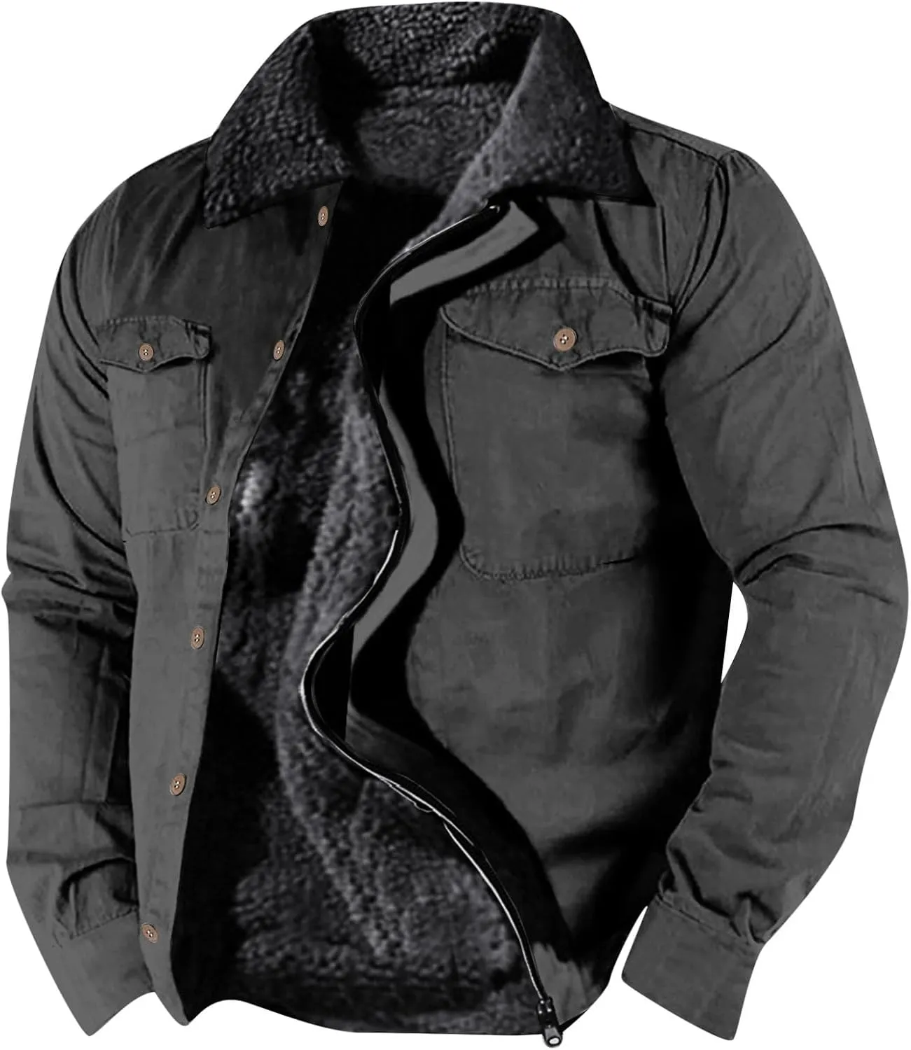 Mens Sport Coat, Hooded Winter Coats Water Resistant Warm Thicken Insulated Button zipper Windproof Jacket with Pocket