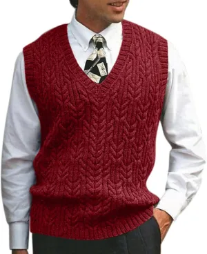 Mens V Neck Sleeveless Sweater Vest Classic Business Gentleman V Neck Knitwear Knitted Waistcoat Sweater Tank Tops