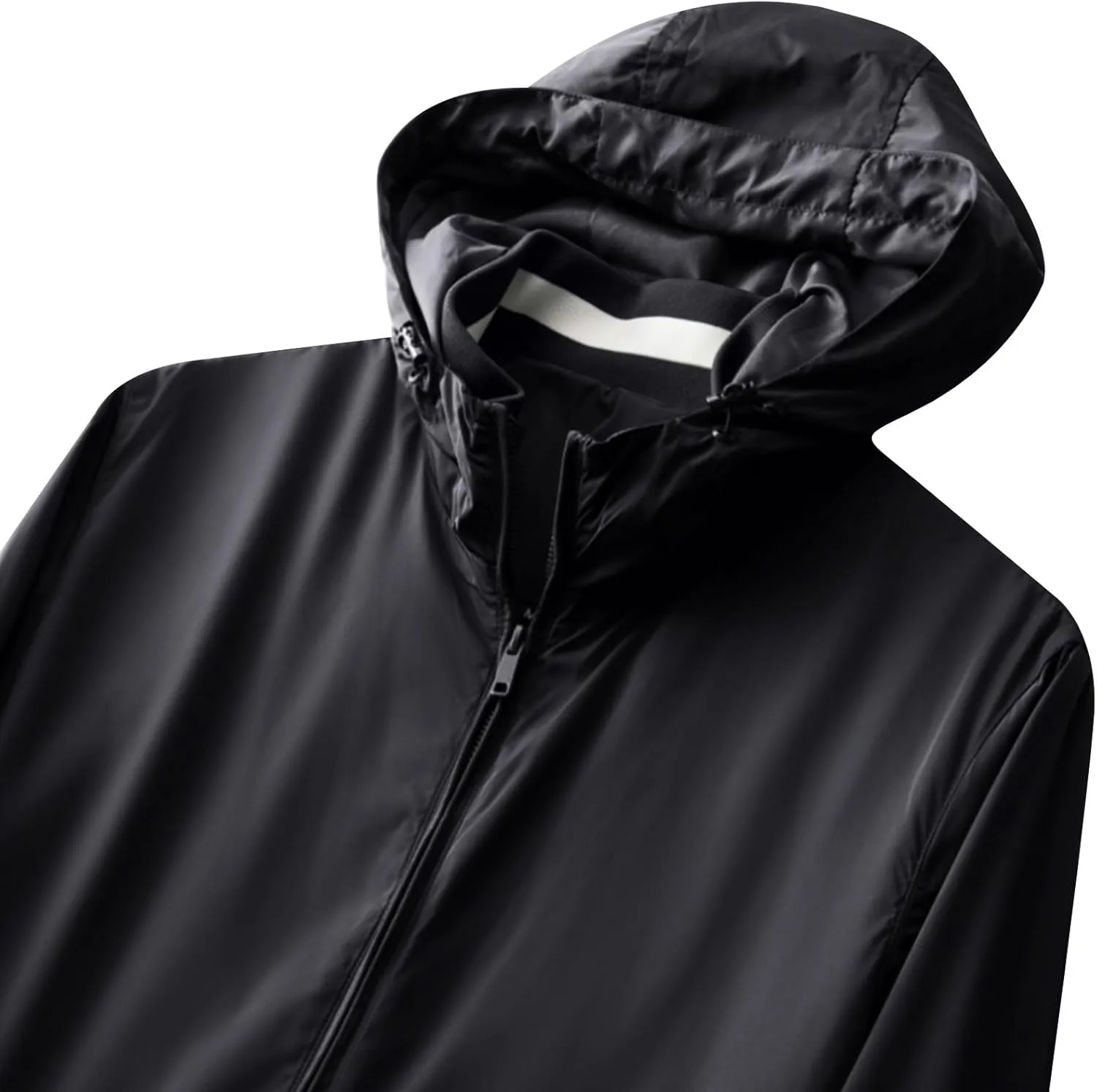 Mens Waterproof Rain Jacket With Hood Softshell Hiking Windbreaker Zip Up Rain Coats Pockets Outdoor Fishing Outwear