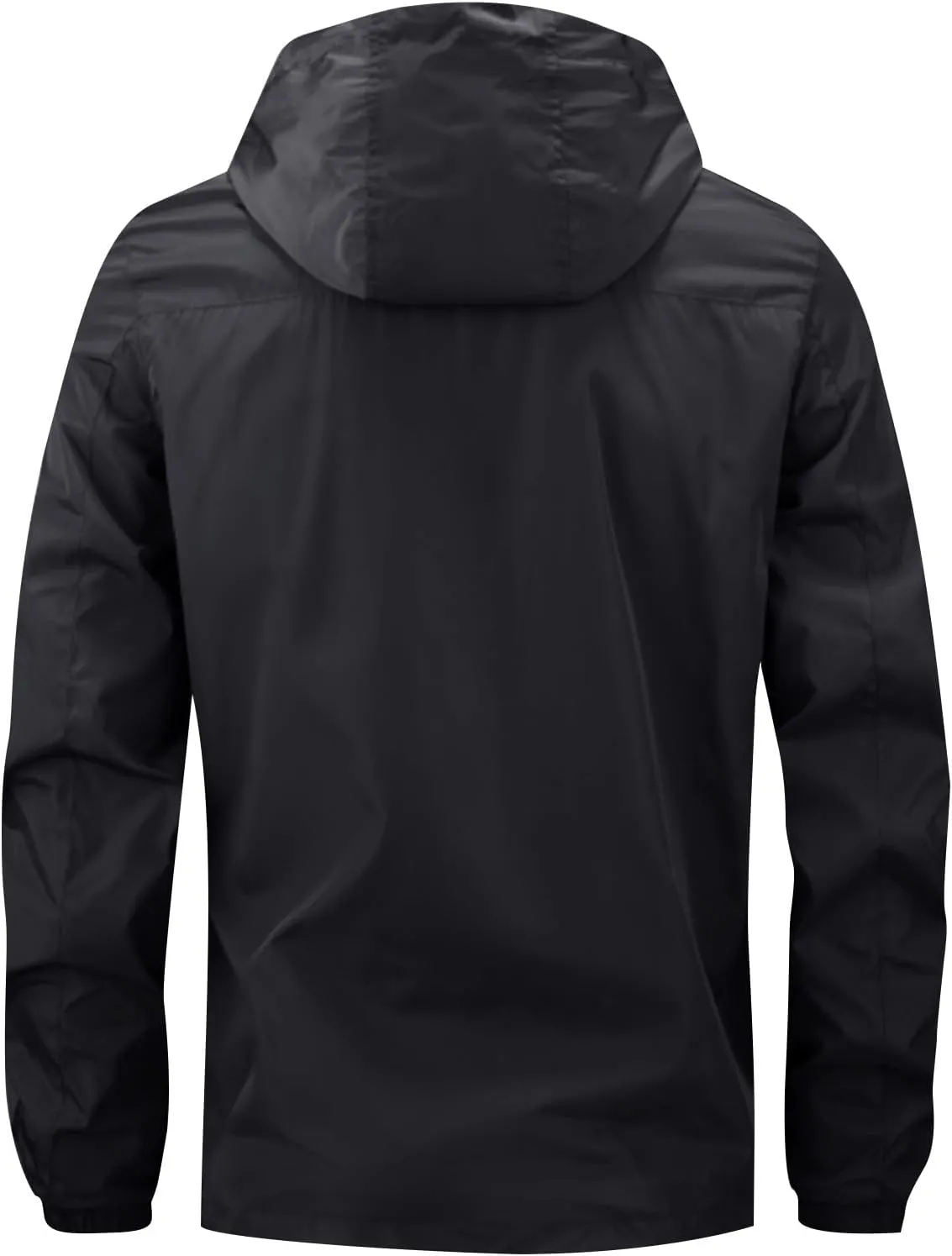 Mens Waterproof Rain Jacket With Hood Softshell Hiking Windbreaker Zip Up Rain Coats Pockets Outdoor Fishing Outwear