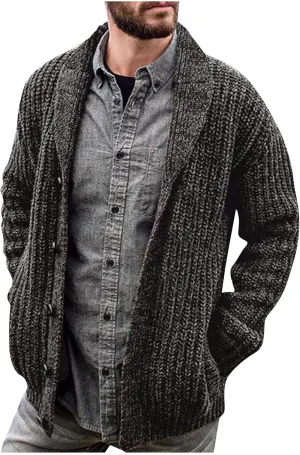 Men's Winter Coat Cardigan Sweaters Knitted Regular Fit Jacket Fleece Lined Warm Coat With Pockets, XXL-5XL